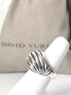 David Yurman Silver Sculpted Cable Dome Ring